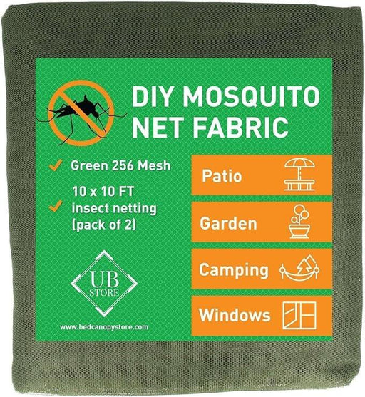 Green mosquito net fabric for garden and patio, 10 x 10 diy insect netting mesh material, raised bed