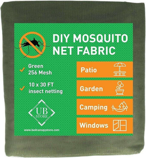 Green mosquito net fabric for garden and patio, 10 x 30 diy insect netting mesh material, raised bed