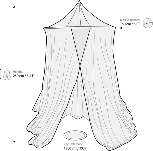 Mosquito net with 5FT diameter top ring designed for full bed and patio coverage