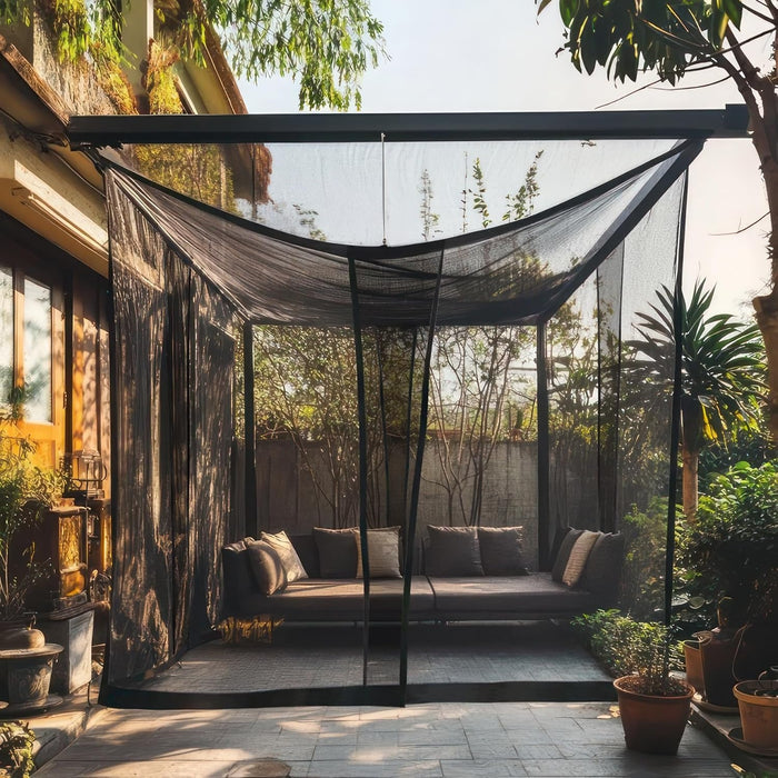 Black Rectangular Mosquito Net – Heavy-Duty Gazebo Netting for Patio 11.5 x 8.2 FT