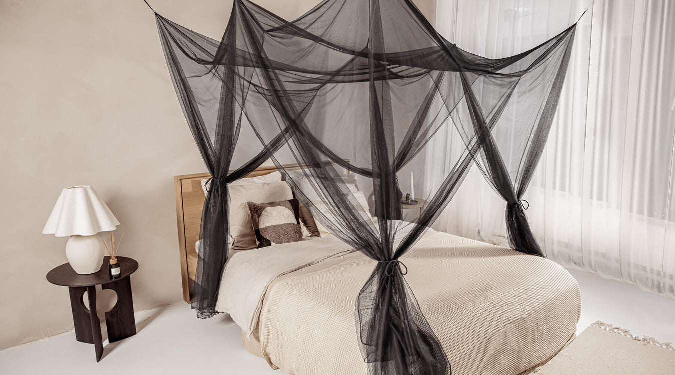 Black square bed canopy for bedroom mosquito net