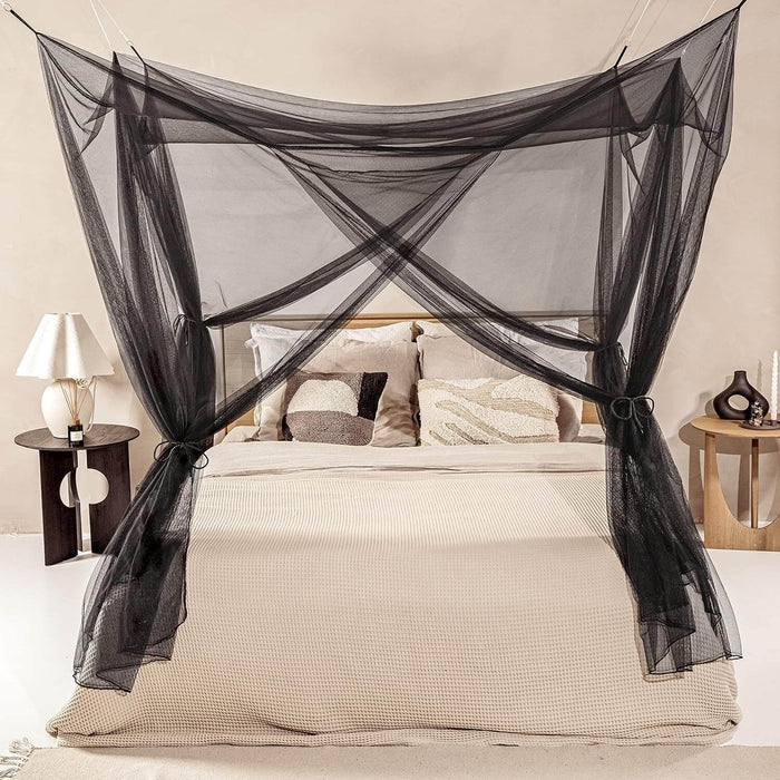 Bed Net Square Square Black Mosquito Net for Single&King-Size Bed‚ 4 Side Openings ...