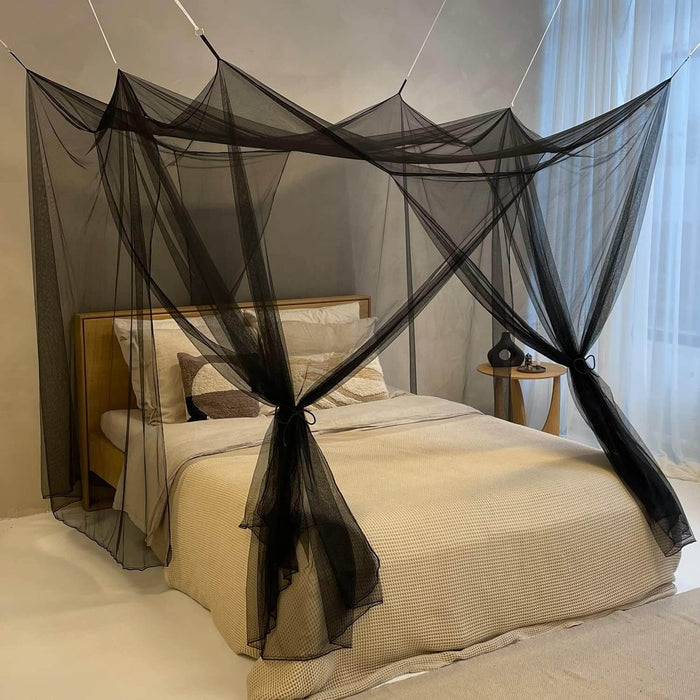 Square Black Mosquito Net for Single&King-Size Bed – 4 Side Openings —  bedcanopystore
