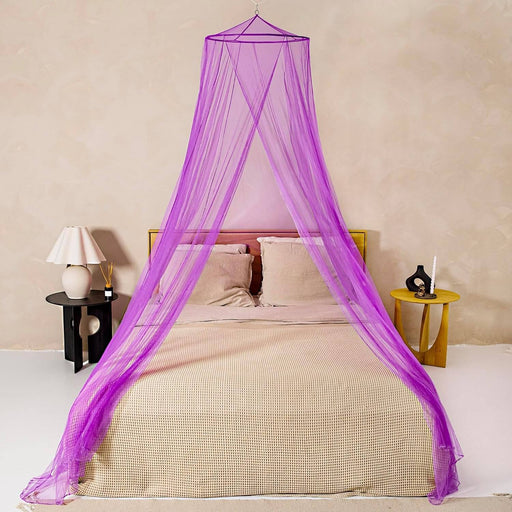 Purple princess bed canopy for girls, toddler mosquito net for kids bedroom, full size childrens twin bed