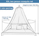 size of white mosquito net xxl 2 openings