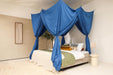 Cotton-poly blue canopy creating relaxing insect-free sleeping area