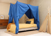 Blue rectangular mosquito net with storage bag and full coverage