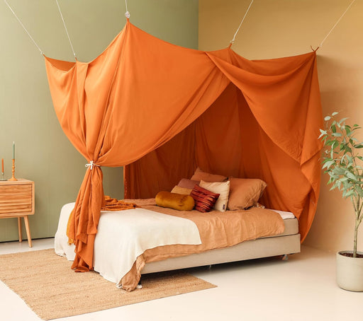 Breathable cotton-poly caramel canopy adding warmth and style