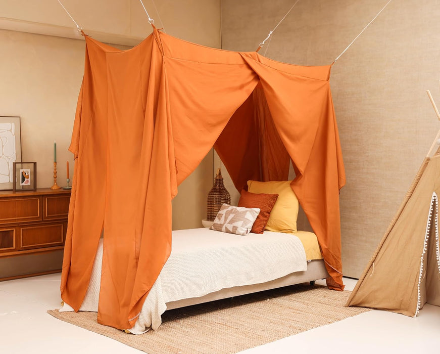 Caramel canopy offering full coverage for single bed insect protection