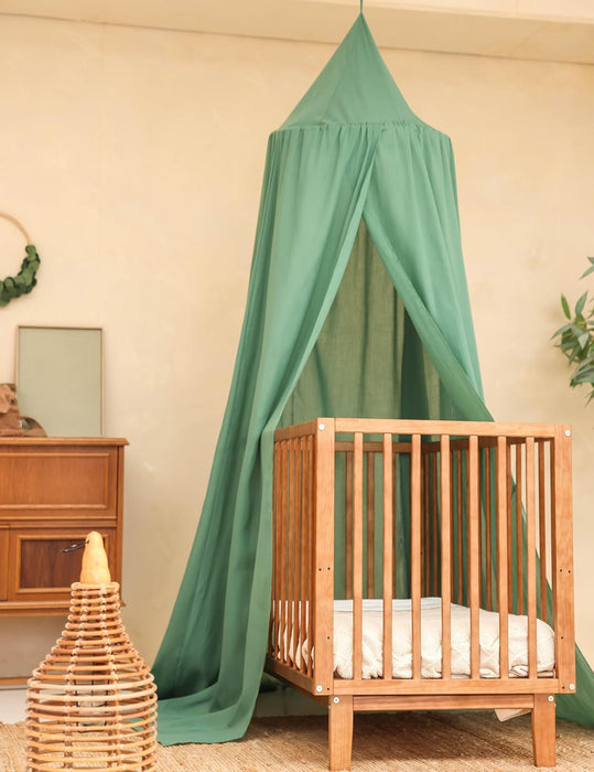 Easy-to-install green mosquito net canopy with ceiling hook