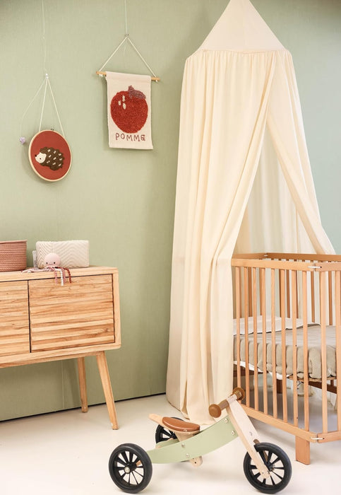 Easy-to-install cream beige bed canopy with ceiling hook