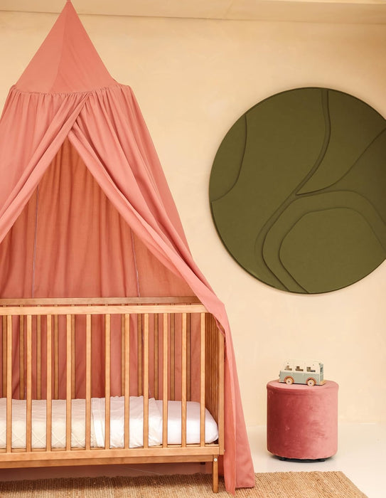 Easy-to-install pink bed canopy with ceiling hook and kit