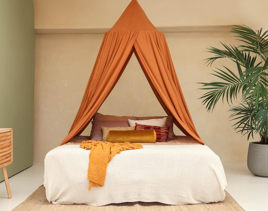 Soft caramel mosquito net for King size bed decoration