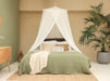 Cotton bed canopy packed in beautiful carry bag for storage and travel