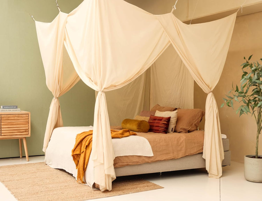 Stylish cream beige bedroom canopy for adults and teens décor
