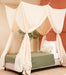 Cream beige rectangular mosquito net canopy with storage bag included