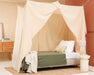 Cream beige bed canopy providing full coverage for single bed