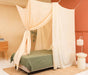 Breathable cotton-poly cream beige canopy adding warmth to bedroom