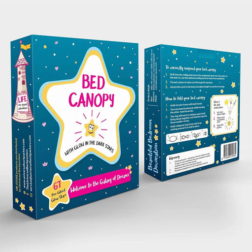 gift idea packaging for glow in the dark stars bed canopy and princess mosquito net white