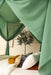 Cotton-poly green canopy creating cozy insect-free sleeping area