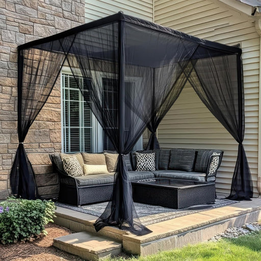 Heavy duty reinforced polyester mosquito net for outdoor use