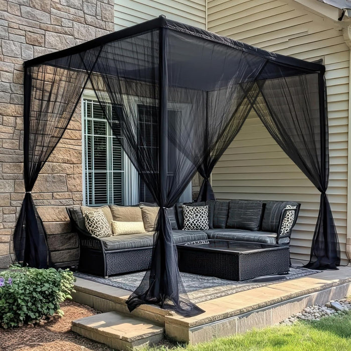 Heavy duty reinforced polyester mosquito net for outdoor use