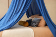 Easy-to-install blue bed canopy with ceiling hook and hanging kit