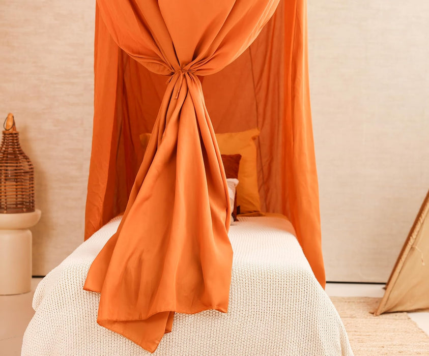 Easy-to-install caramel mosquito net canopy with hooks and hanging kit
