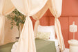Easy-to-install cream beige mosquito net with ceiling hooks and kit