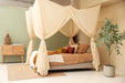 Easy-to-install cream beige bed canopy with ceiling hook and kit