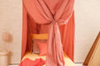 Easy-to-install pink mosquito net with ceiling hooks and hanging kit