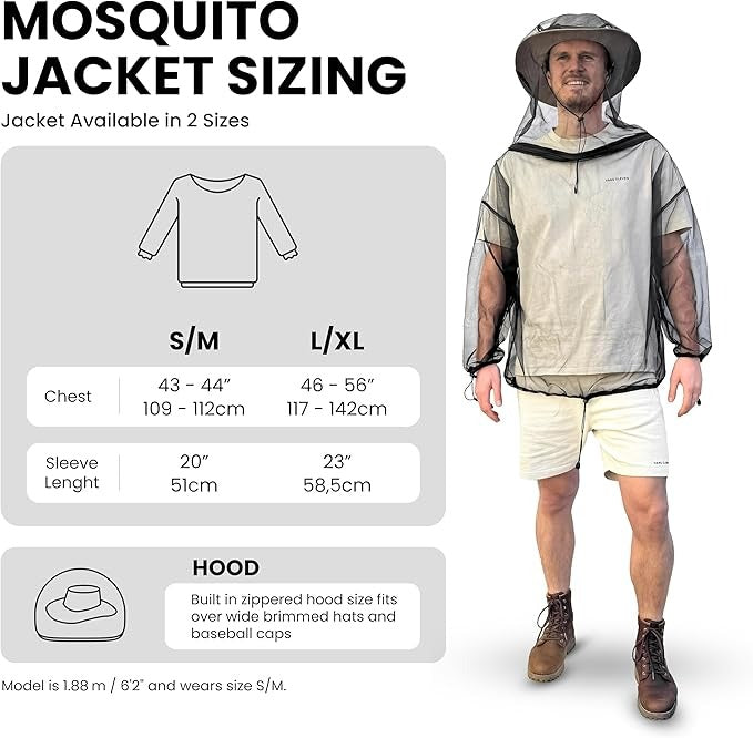 Mosquito net jacket for camping and hiking – Outdoor insect protection for adventures.