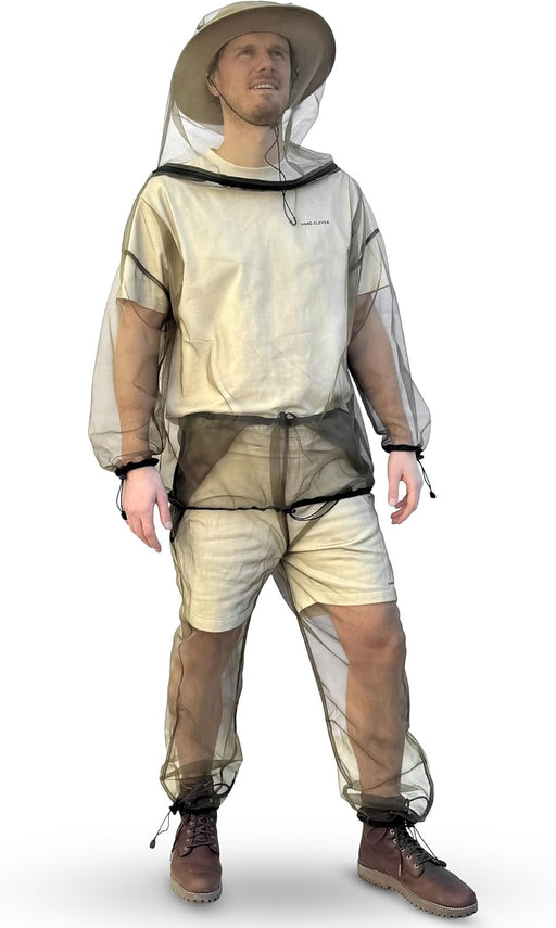 Comfortable full-body insect protection suit made from lightweight, soft No-See-Um mesh fabric, easy movement for outdoor adventures