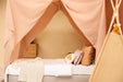 Neutral nougat bed canopy for adults and teens bedroom décor