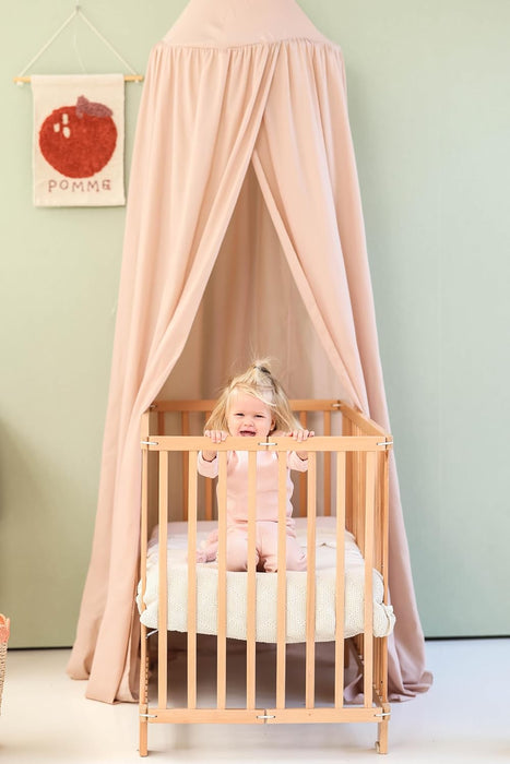 Breathable cotton-poly nougat canopy for baby and toddler room
