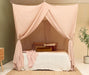 Nougat bed canopy providing full coverage for large beds