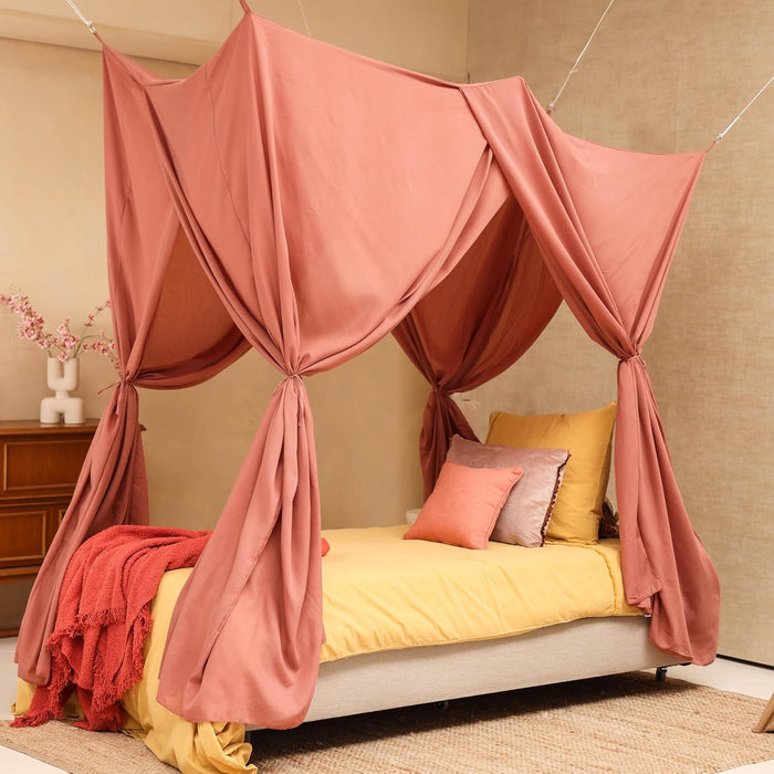 Breathable cotton-poly pink canopy for cozy and stylish bedroom
