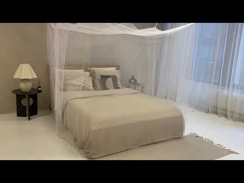 White Mosquito Net for travel, patio and porch king size bed canopy netting, luxury queen bedroom curtains and drapes