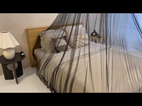 Black Mosquito Net for bed, king size bed canopy netting, luxury queen bedroom curtains and drapes