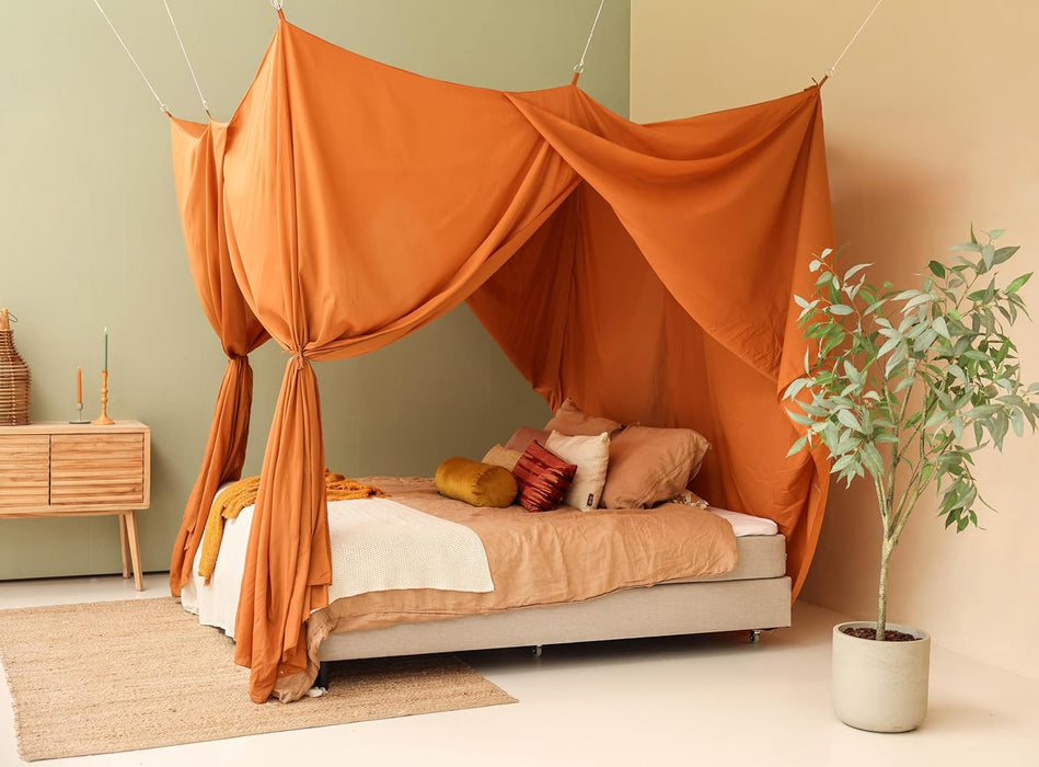 Soft caramel mosquito net for King size bed decoration