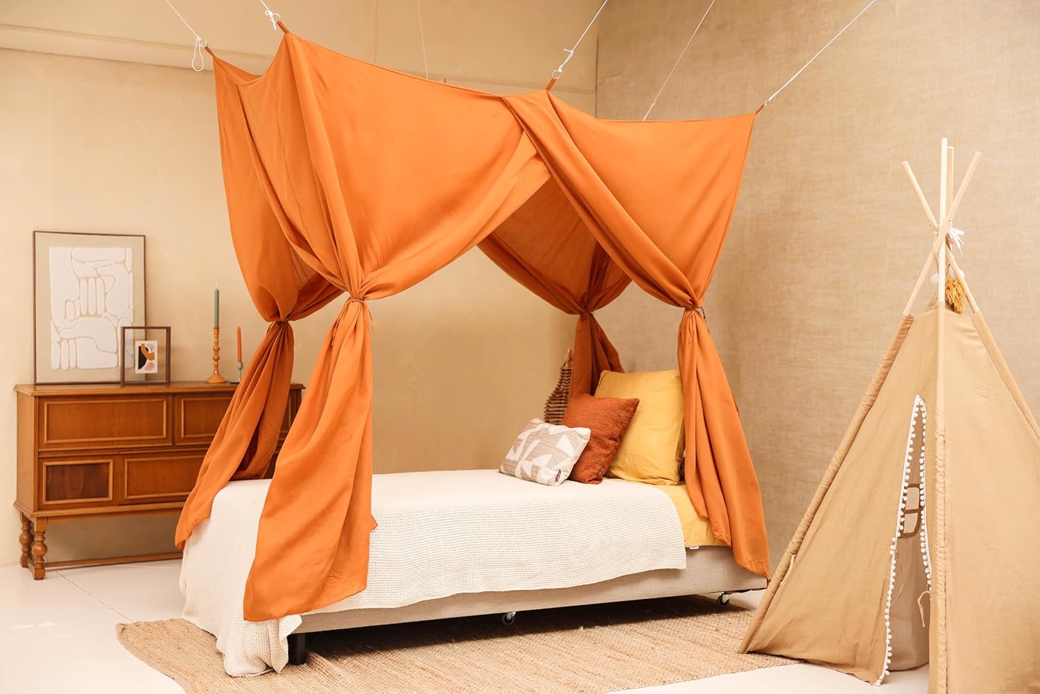Caramel Rectangular Bed Canopy | Mosquito Net for Single Bed ...
