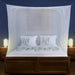 Rectangular mosquito net canopy providing 360-degree insect protection for bed